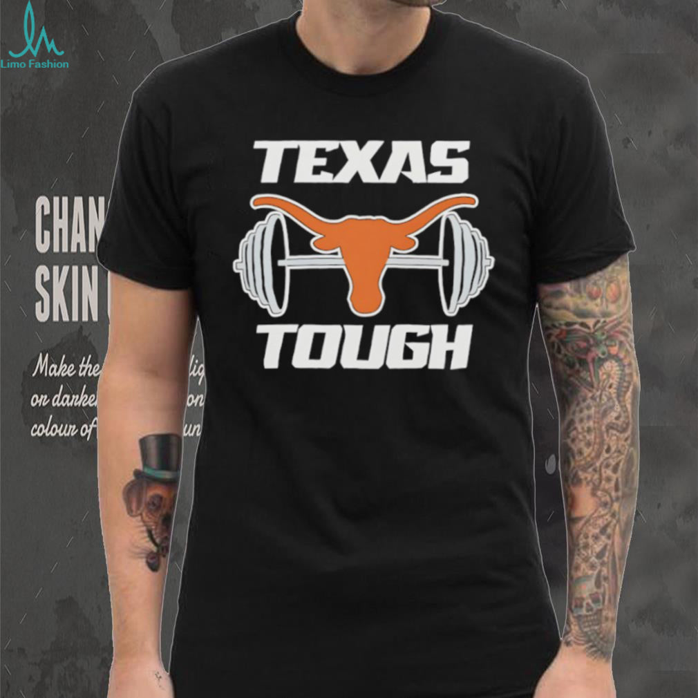 Texas Tough Longhorns Weightlifting Barbell Graphic Black T Shirt