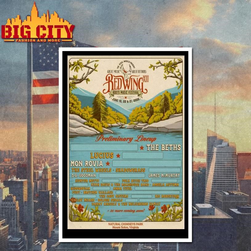 The 13 Annual Red Wing Roots Music Festival Mount Solon VA On Jun 19-21 2026 Poster Shirt