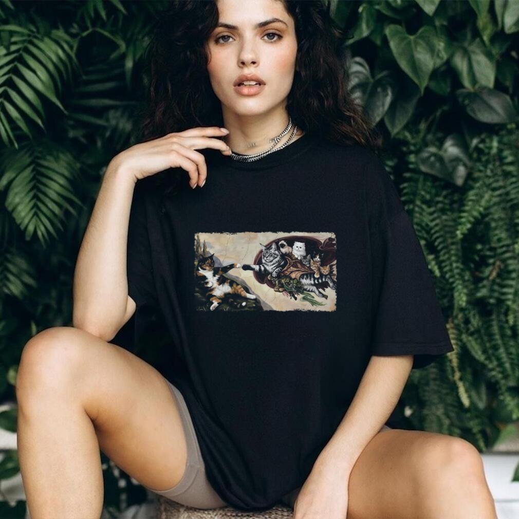 The Creation of Adam Cats Parody Renaissance Art T Shirt