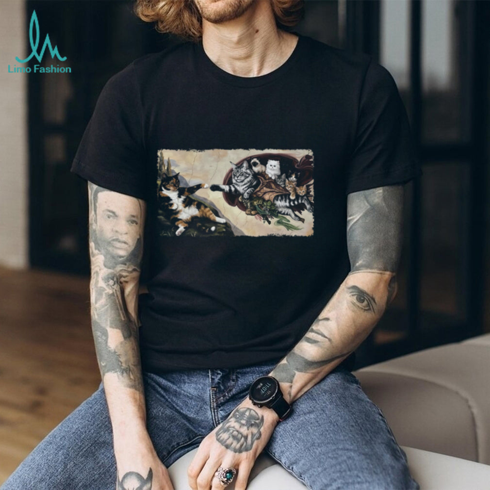The Creation of Adam Cats Parody Renaissance Art T Shirt