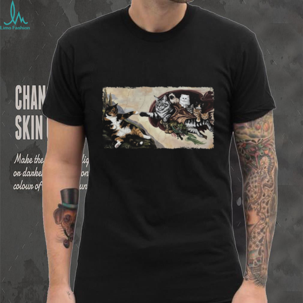 The Creation of Adam Cats Parody Renaissance Art T Shirt