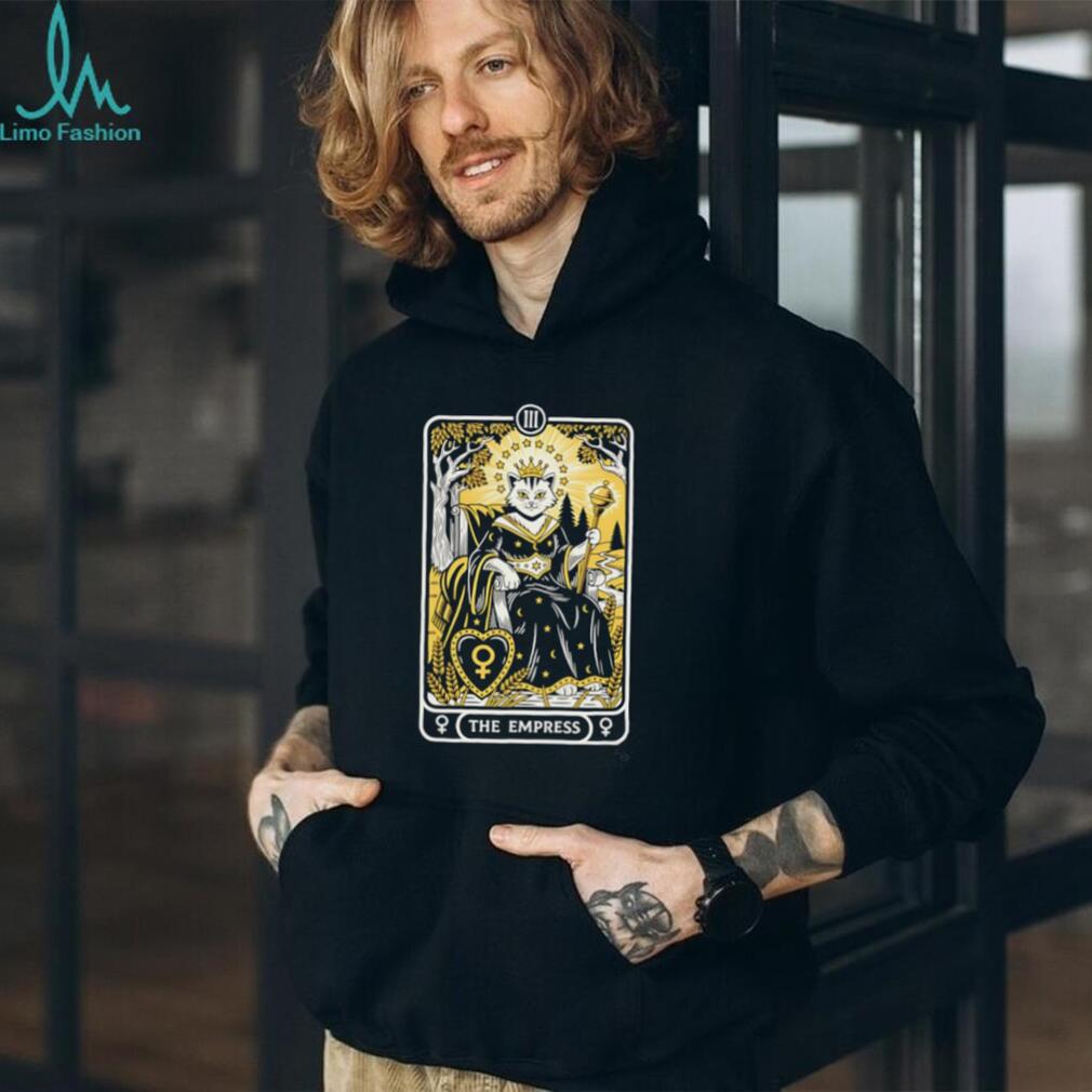 The Empress Tarot Card Cat Black Crewneck T shirt