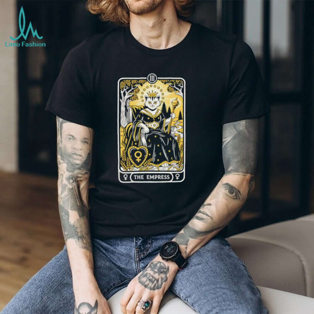 The Empress Tarot Card Cat Black Crewneck T shirt