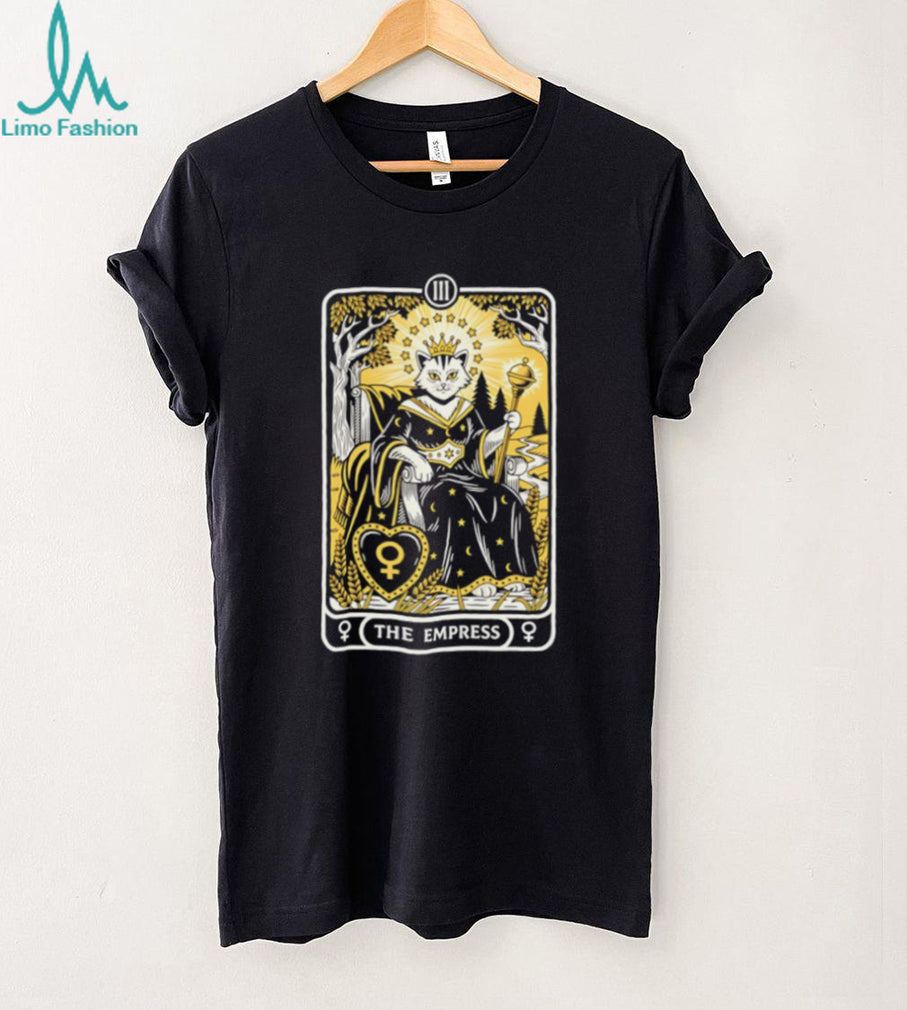The Empress Tarot Card Cat Black Crewneck T shirt
