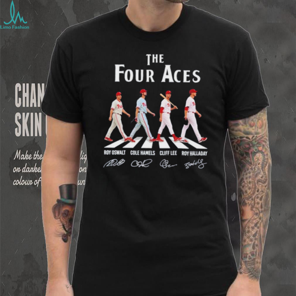 The Four Aces Roy Oswalt Cole Hamels Cliff Lee Roy Halladay Philadelphia Phillies Signature shirt