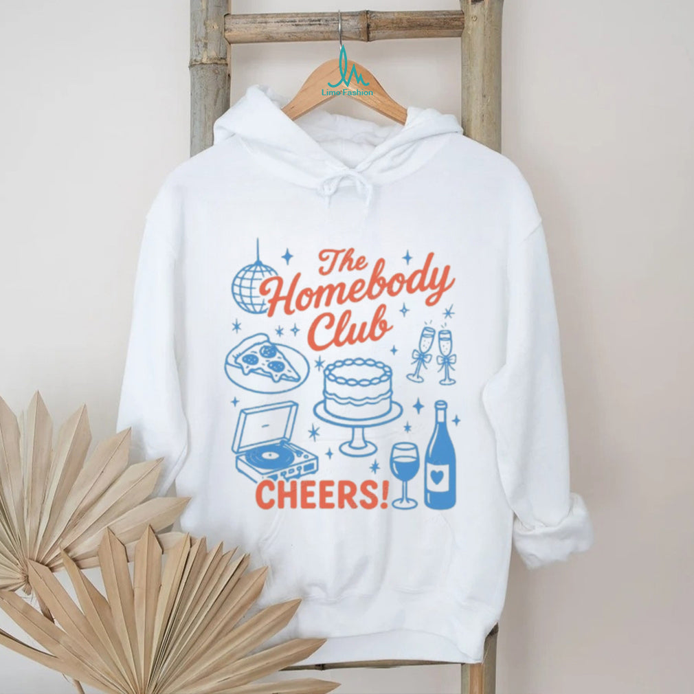 The Homebody Club Cheers Pizza and Wine Social Battery T Shirt