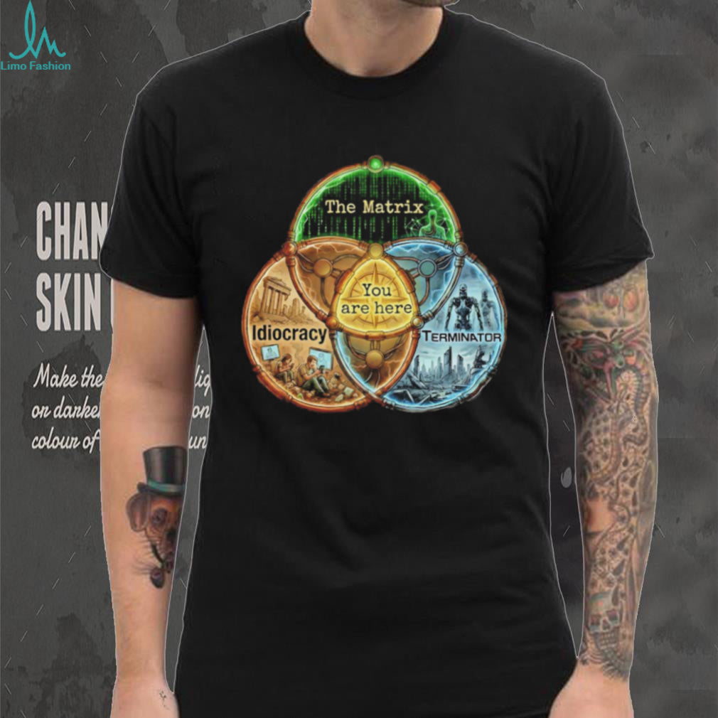 The Matrix Idiocracy Terminator Venn Diagram Reality T Shirt