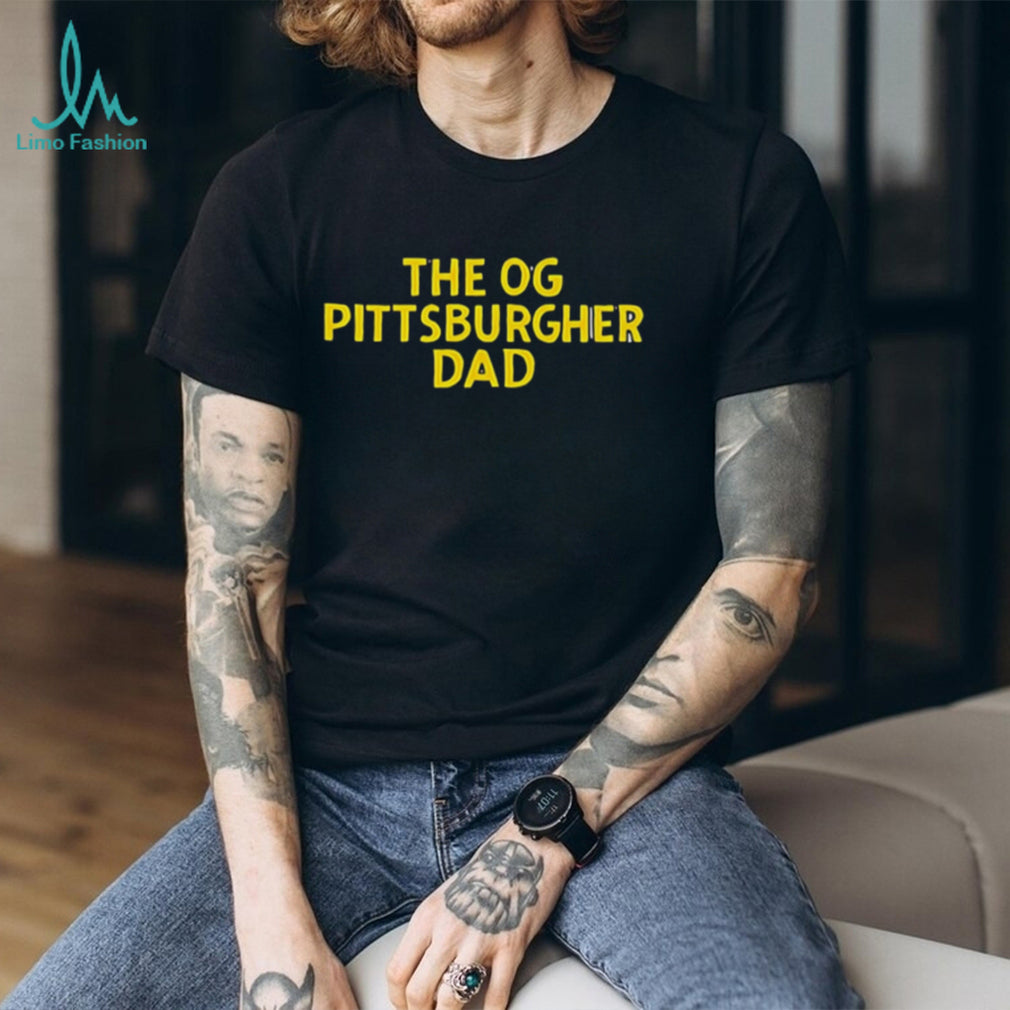 The OG Pittsburgher Dad Yellow Text Graphic T Shirt
