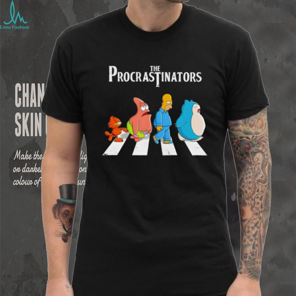 The Procrastinators Abbey Road Parody Cartoon Character T Shirt