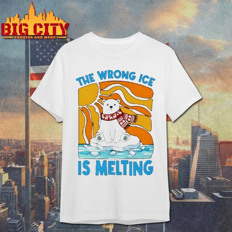 The Wrong Ice Is Melting Polar Bear Abolish Ice Cartoon Shirt