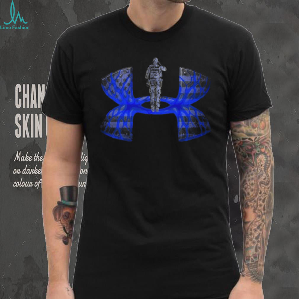 Thin Blue Line Police Officer Salute Athletic Shield T Shirt
