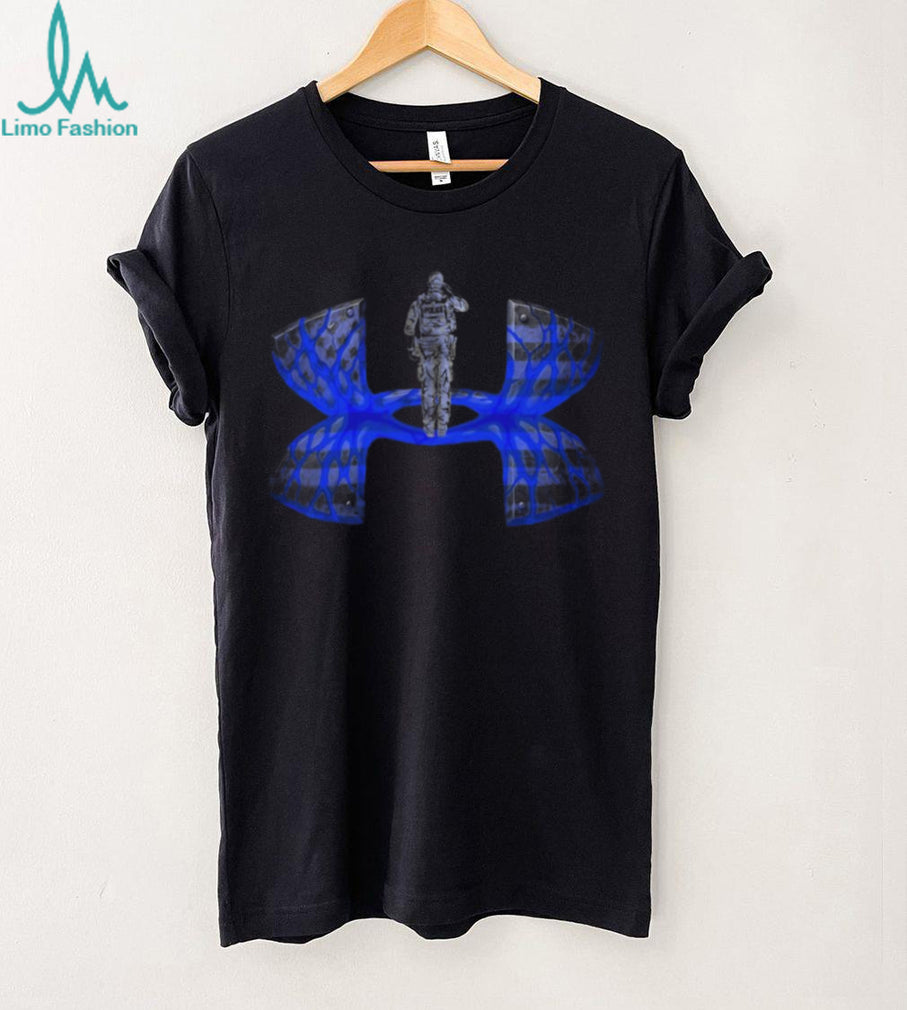 Thin Blue Line Police Officer Salute Athletic Shield T Shirt