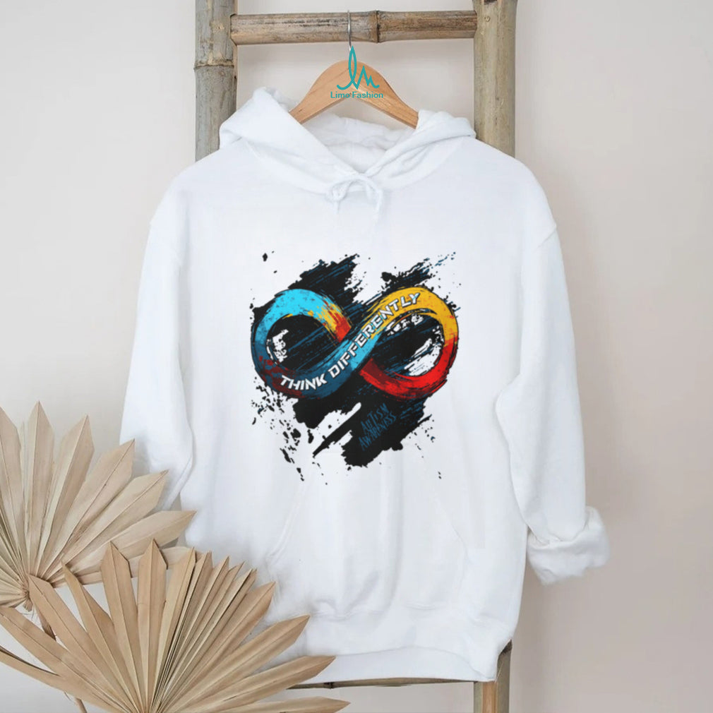 Think Differently Infinity Symbol Autism Awareness White Graphic T Shirt