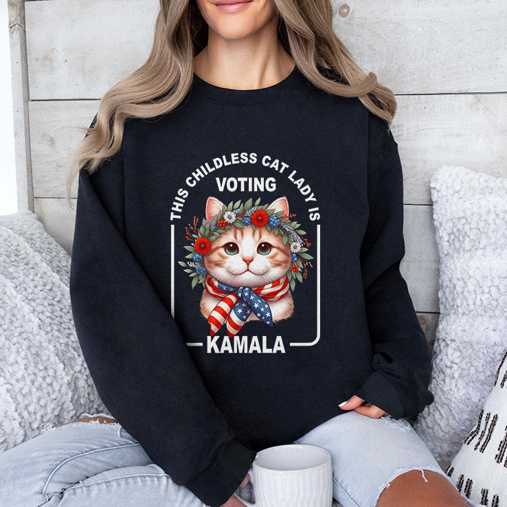 This Childless Cat Lady Is Voting Kamala Election Shirt