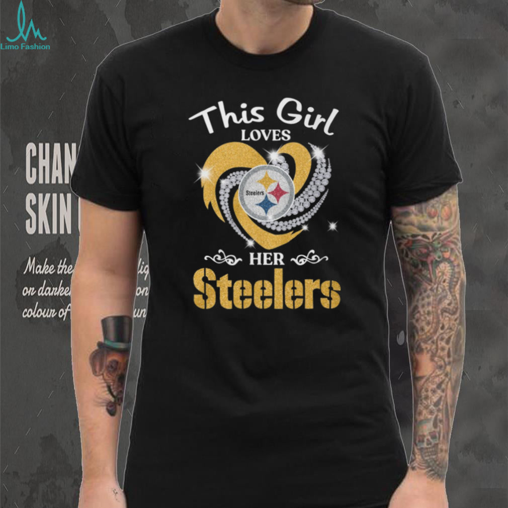 This Girl Loves Her Steelers Glitter Heart Logo Women’s T Shirt