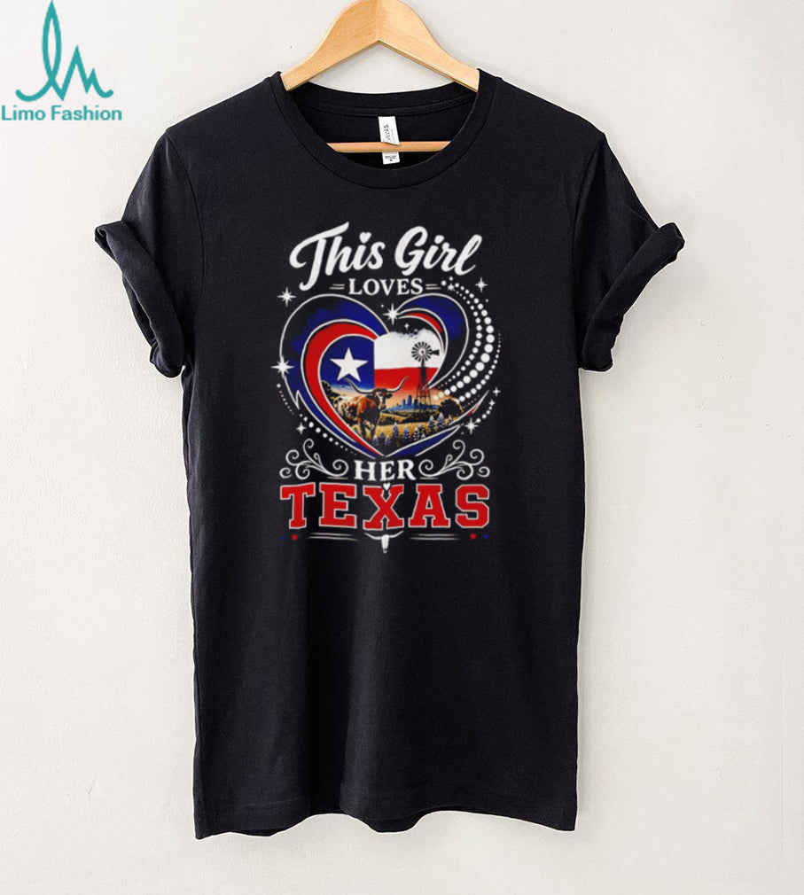 This Girl Loves Her Texas Country Longhorn Heart Pride T Shirt