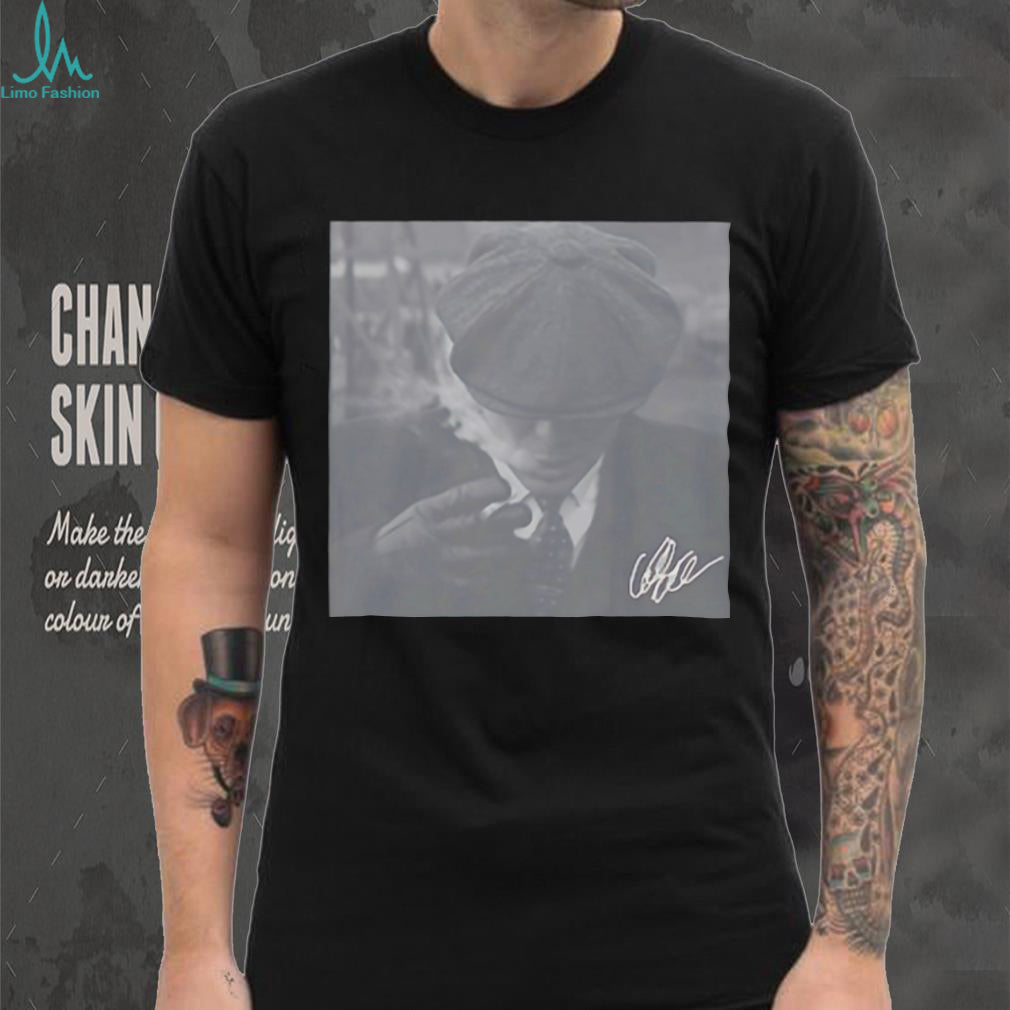 Thomas Shelby Peaky Blinders Smoking Portrait Minimalist Signature Shirt