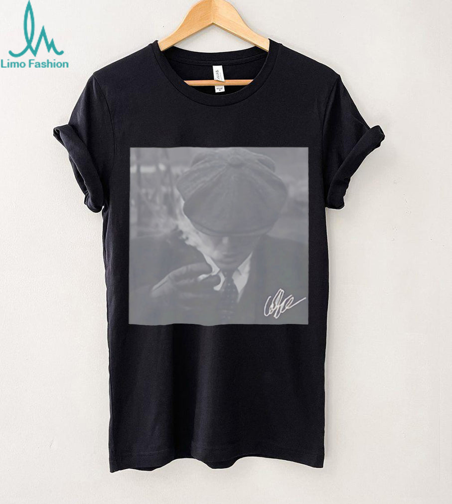 Thomas Shelby Peaky Blinders Smoking Portrait Minimalist Signature Shirt