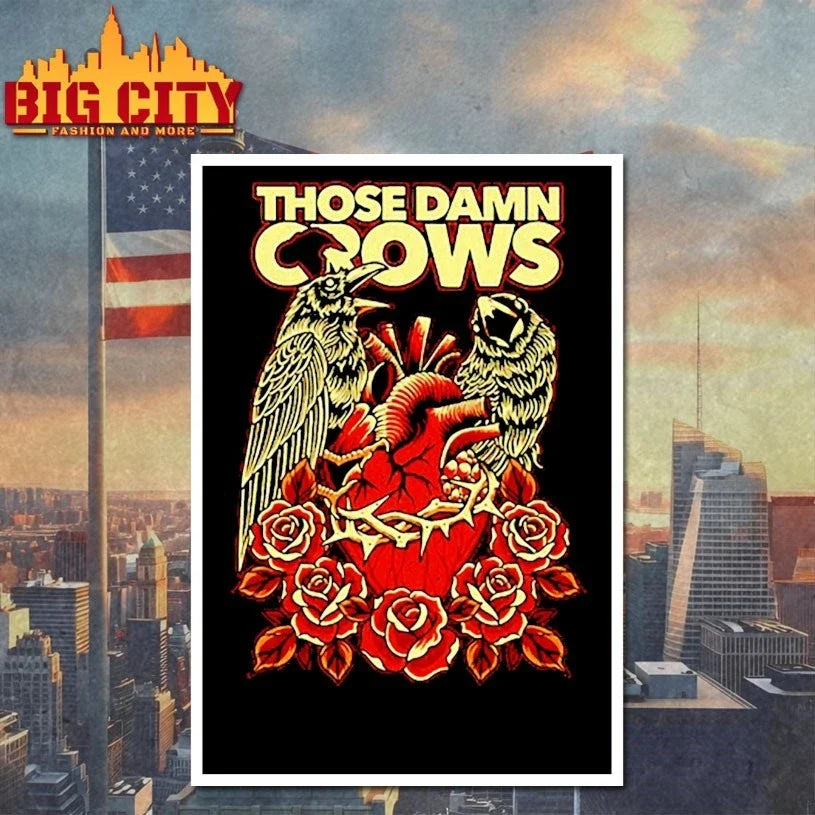 Those Damn Crows Heart &amp; Roses Crow t-shirt