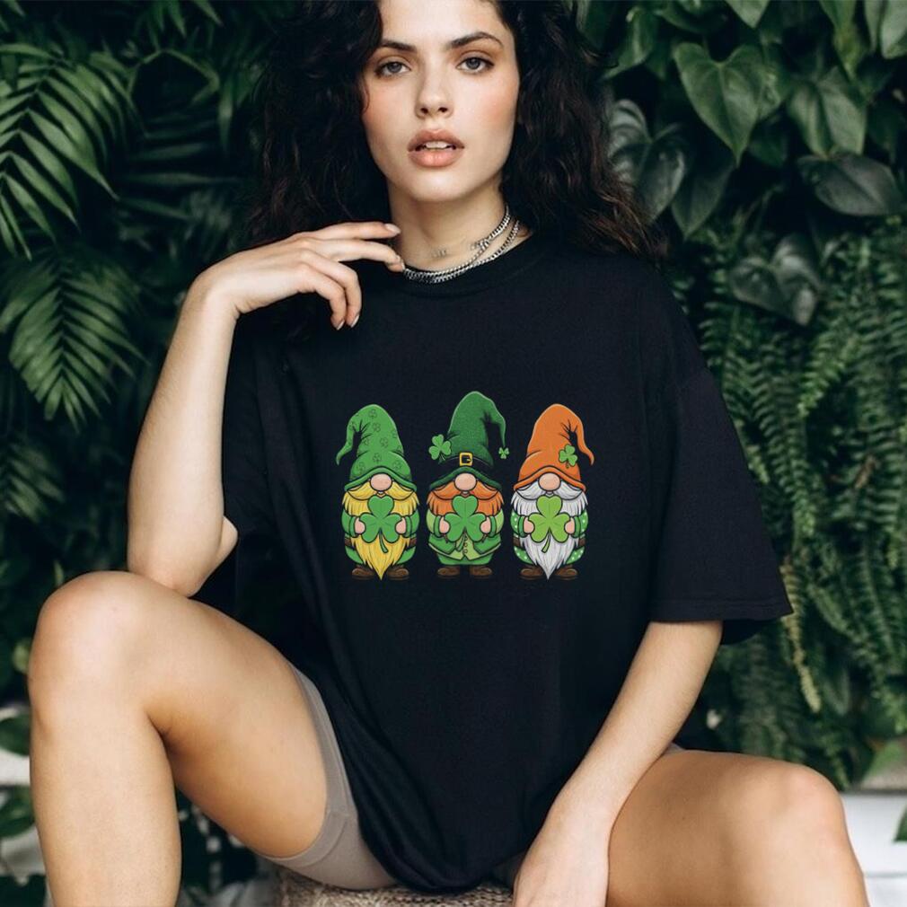 Three Lucky Irish Gnomes Shamrocks St. Paddy’s Day Graphic T Shirt