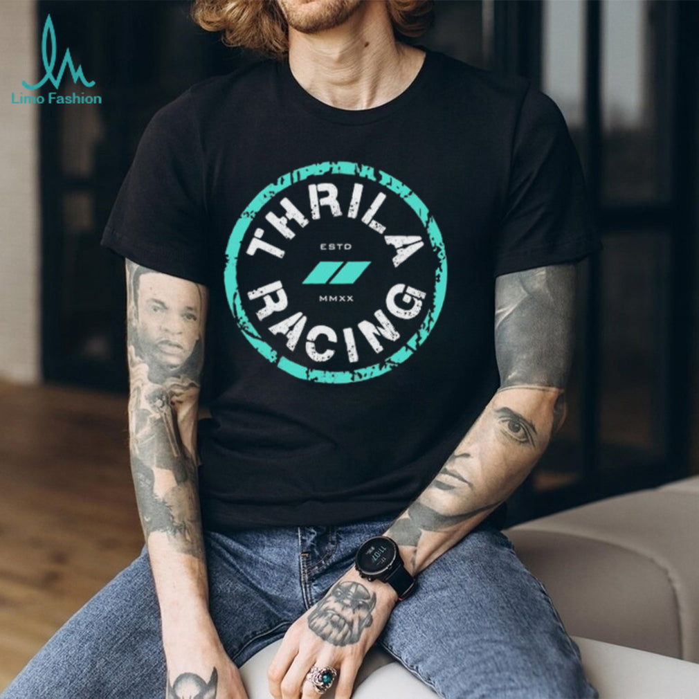 Thrila Racing Team Distressed Circle Logo Black T Shirt
