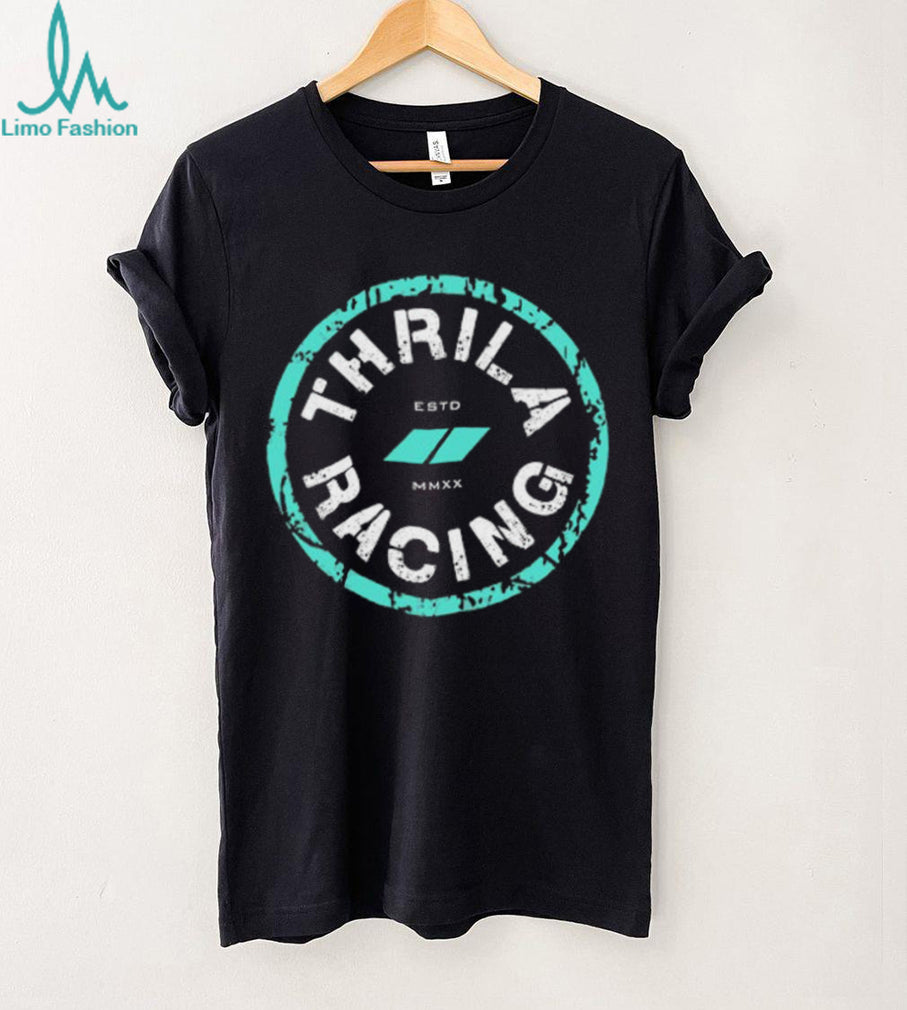 Thrila Racing Team Distressed Circle Logo Black T Shirt