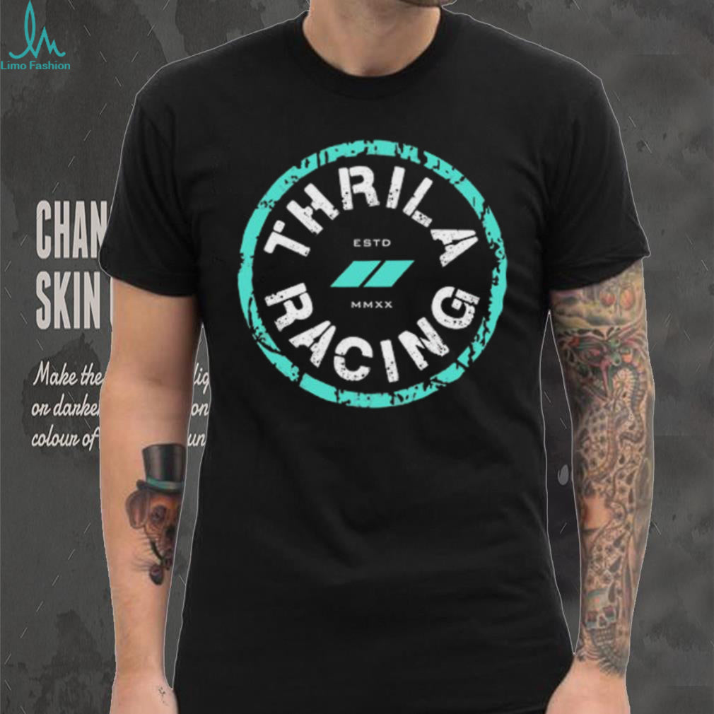 Thrila Racing Team Distressed Circle Logo Black T Shirt