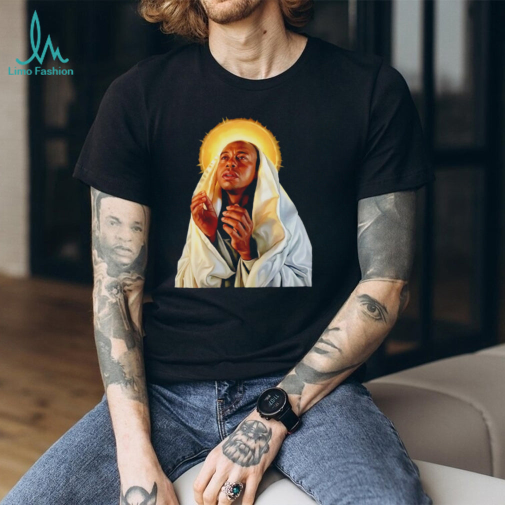 Tiger Woods Saint Virgin Mary Religious Parody Master of Golf Graphic T Shirt