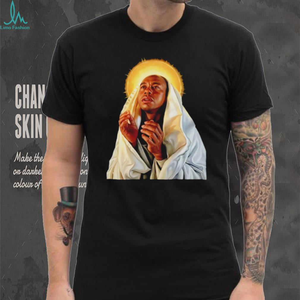 Tiger Woods Saint Virgin Mary Religious Parody Master of Golf Graphic T Shirt