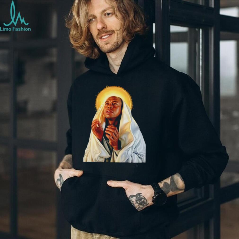 Tiger Woods Saint Virgin Mary Religious Parody Master of Golf Graphic T Shirt