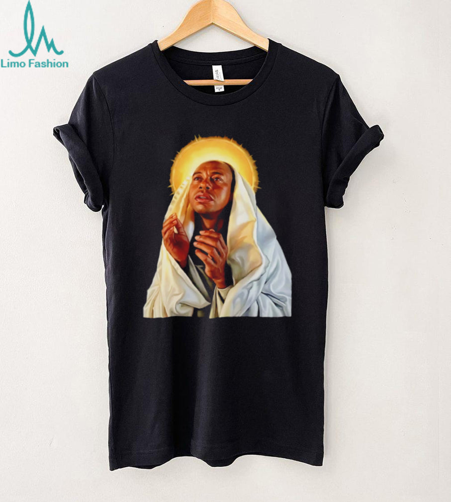 Tiger Woods Saint Virgin Mary Religious Parody Master of Golf Graphic T Shirt