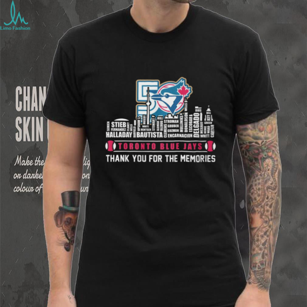 Toronto Blue Jays 50th Anniversary Skyline Word Art Memories T Shirt