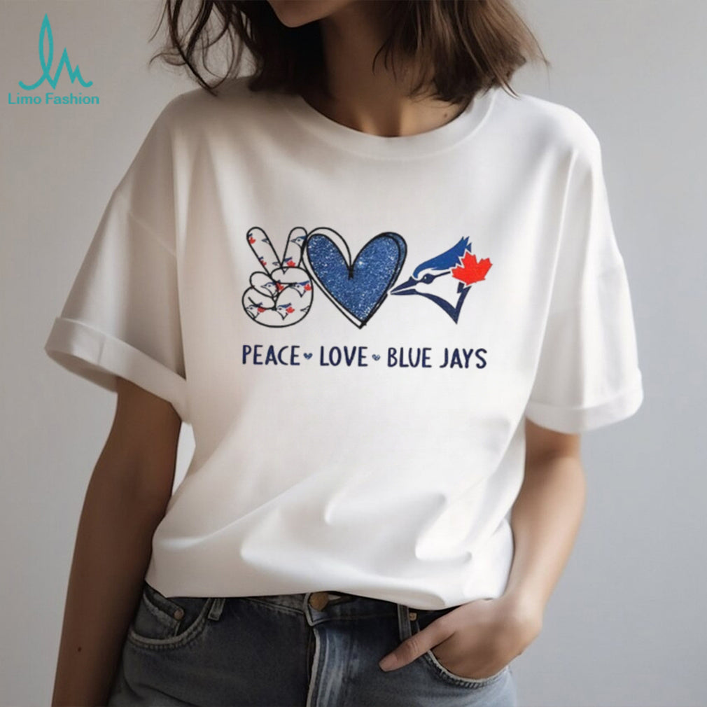 Toronto Blue Jays Peace Love Blue Jays Baseball Logo Graphic T Shirt
