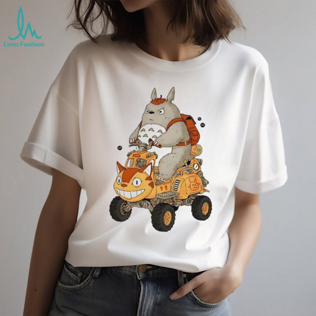 Totoro Riding Catbus ATV Mashup Studio Ghibli Fan T Shirt