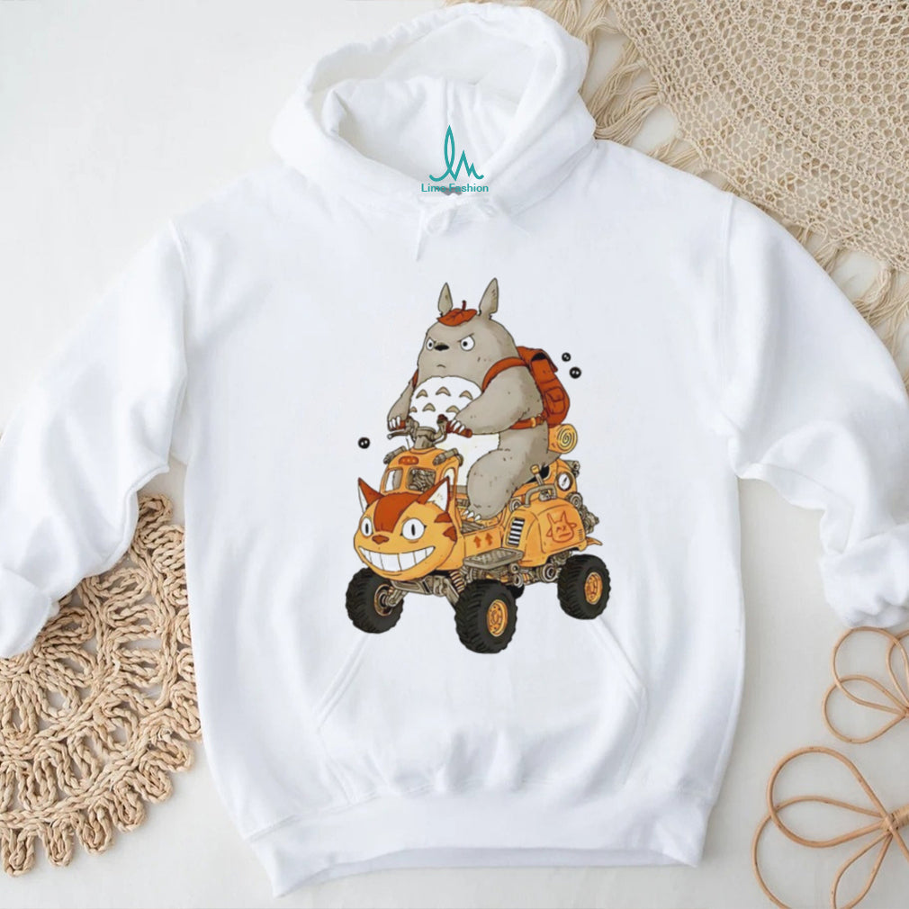 Totoro Riding Catbus ATV Mashup Studio Ghibli Fan T Shirt