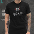 Tough Bulldog Bodybuilder with Headphones Gym T Shirt