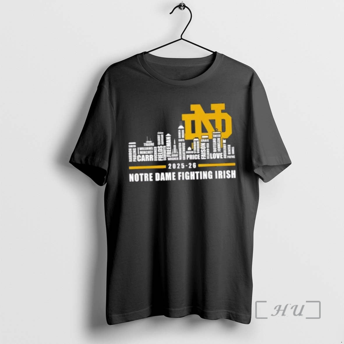 Trending 2025 26 Notre Dame Fighting Irish Football All Names City Skyline T-Shirts