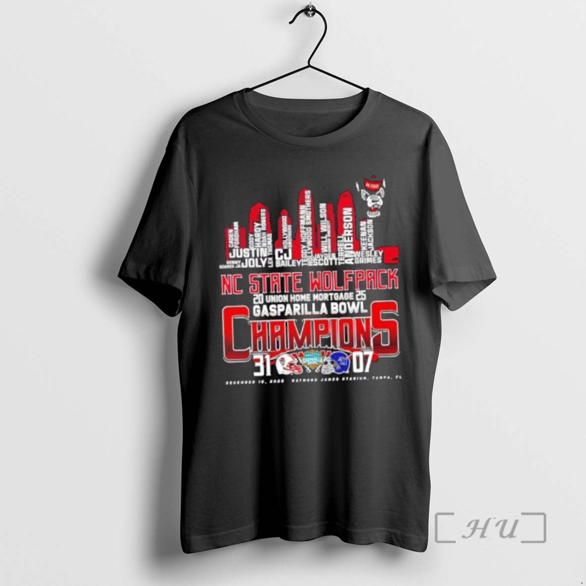Trending 2025 Gasparilla Bowl Champions Nc State Wolfpack All Names City Skyline T-Shirts