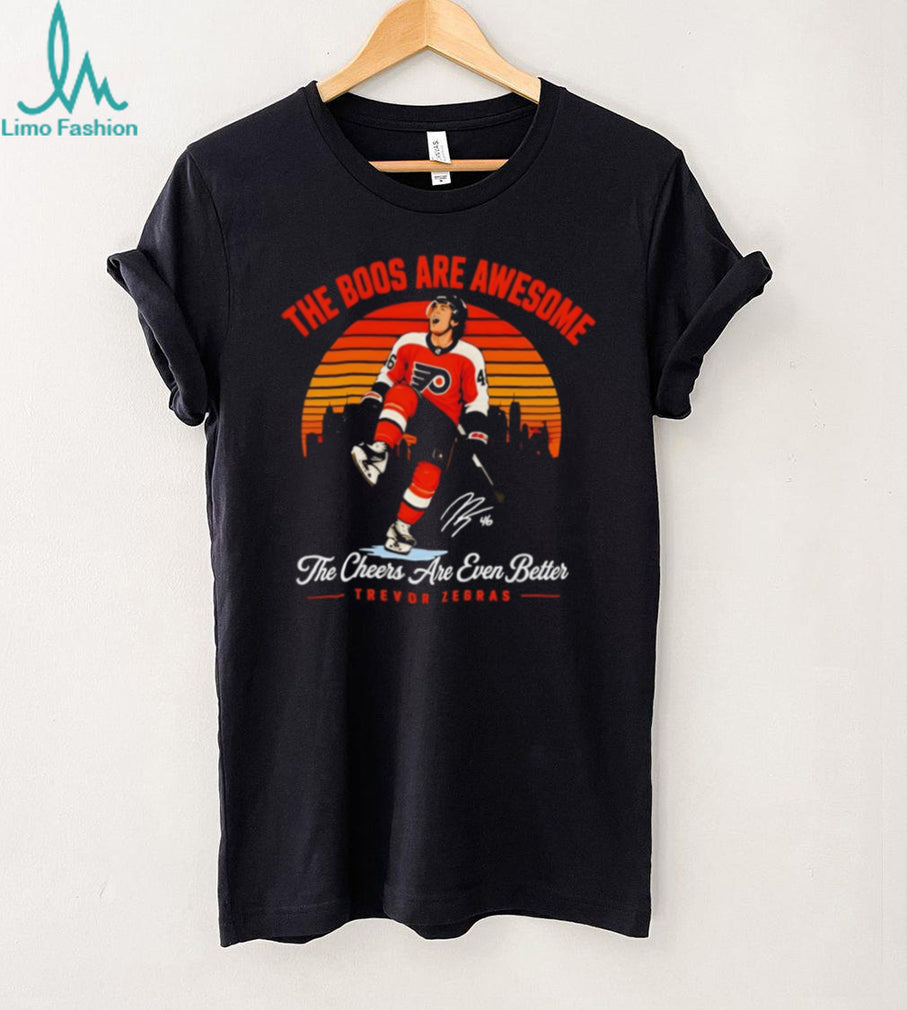 Trevor Zegras Anaheim Ducks The Boos Are Awesome Retro Sunset Fan T Shirt
