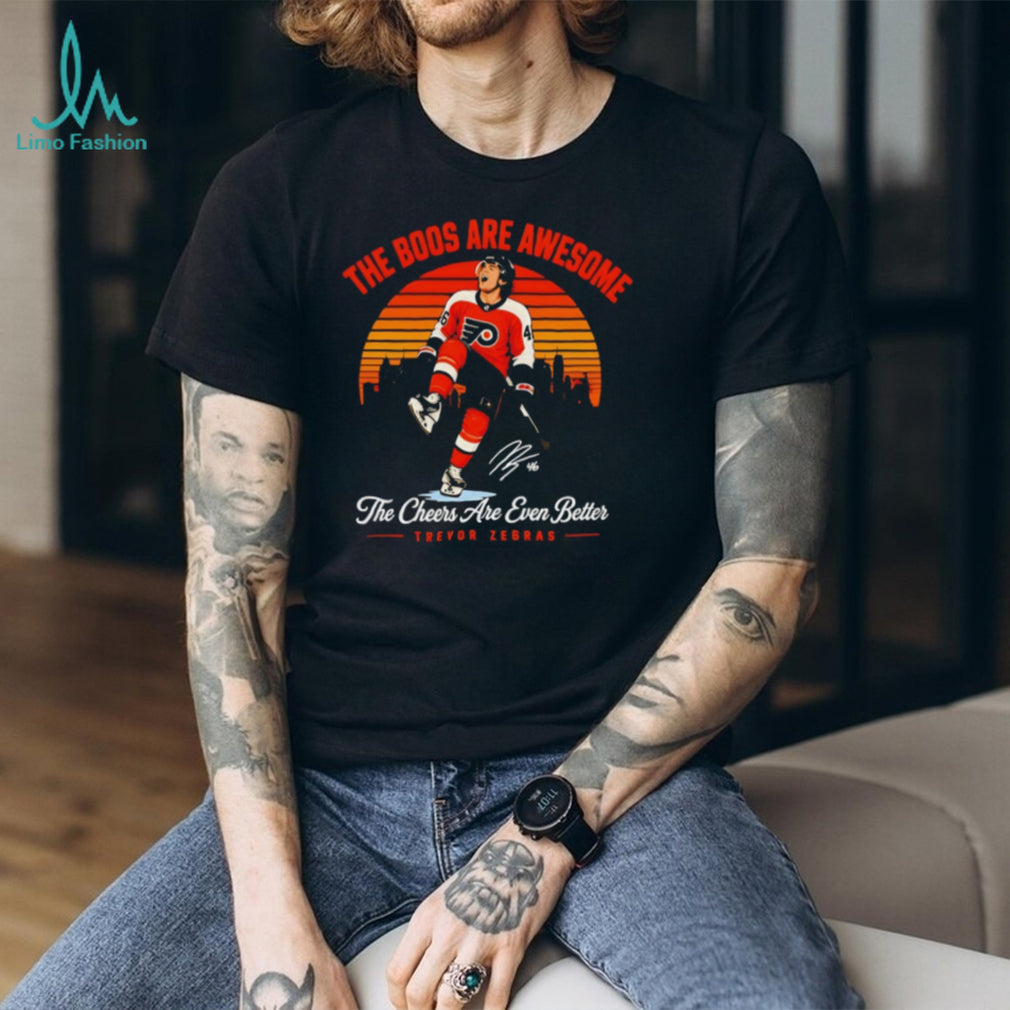 Trevor Zegras Anaheim Ducks The Boos Are Awesome Retro Sunset Fan T Shirt