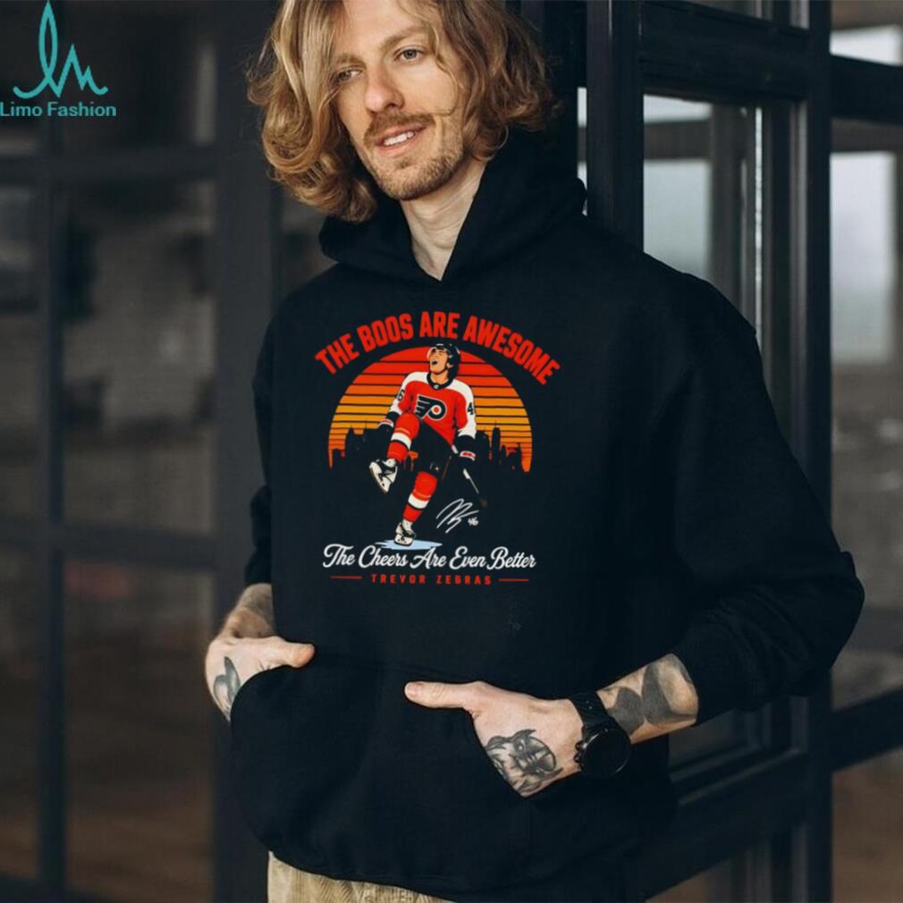 Trevor Zegras Anaheim Ducks The Boos Are Awesome Retro Sunset Fan T Shirt