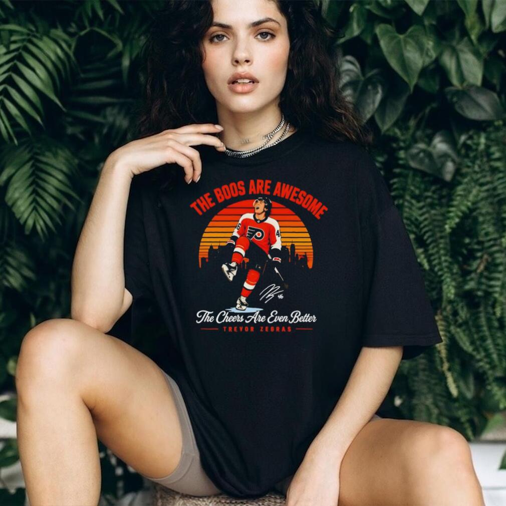 Trevor Zegras Anaheim Ducks The Boos Are Awesome Retro Sunset Fan T Shirt