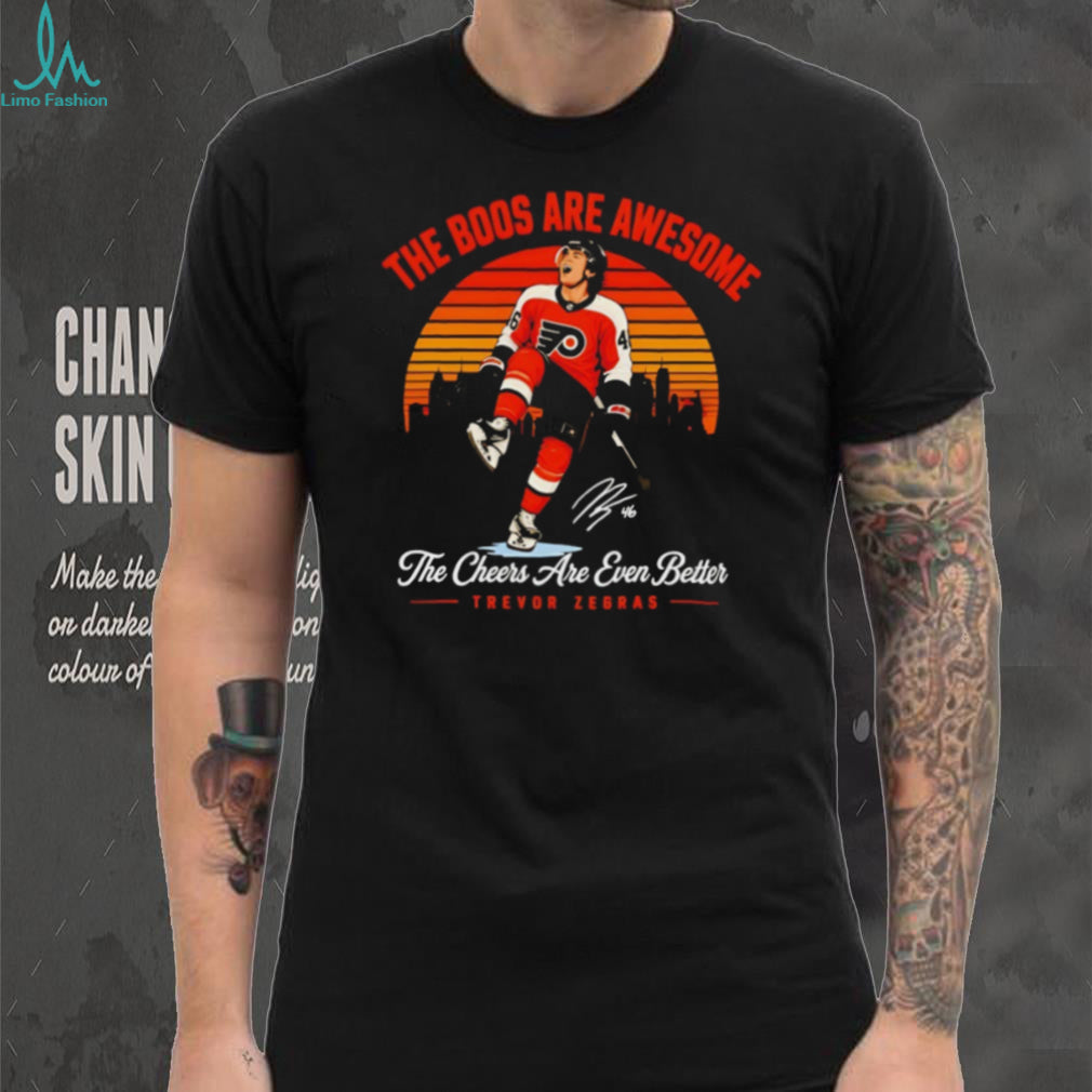 Trevor Zegras Anaheim Ducks The Boos Are Awesome Retro Sunset Fan T Shirt