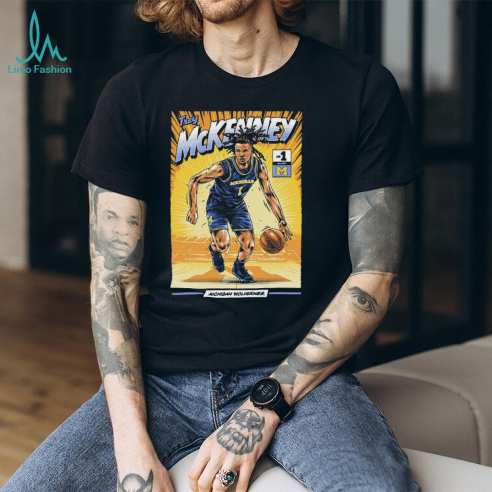 Trey McKenney Michigan Wolverines Comic Style Basketball Graphic T Shirt