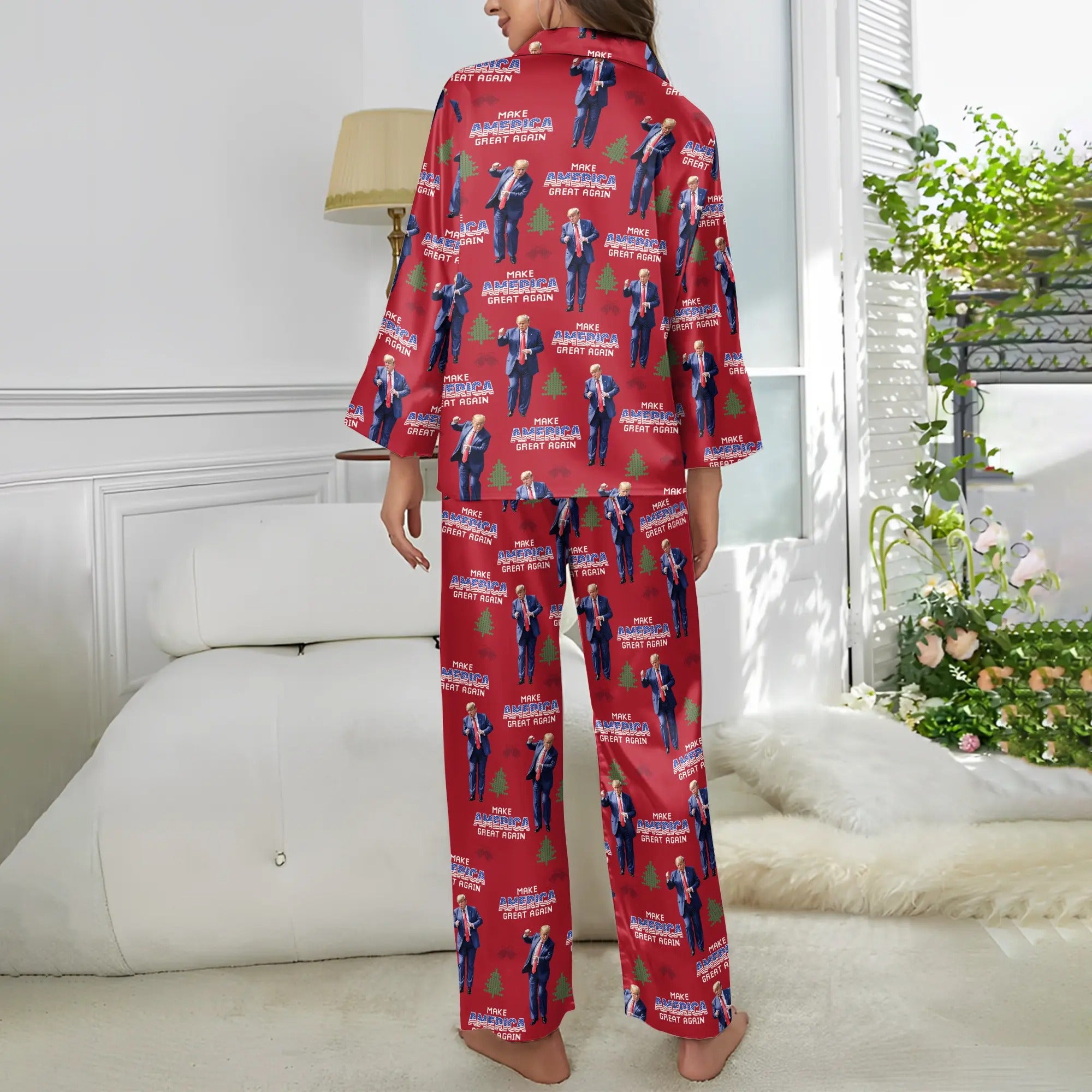 Trump Dancing Make American Great Again Christmas Pajamas Set