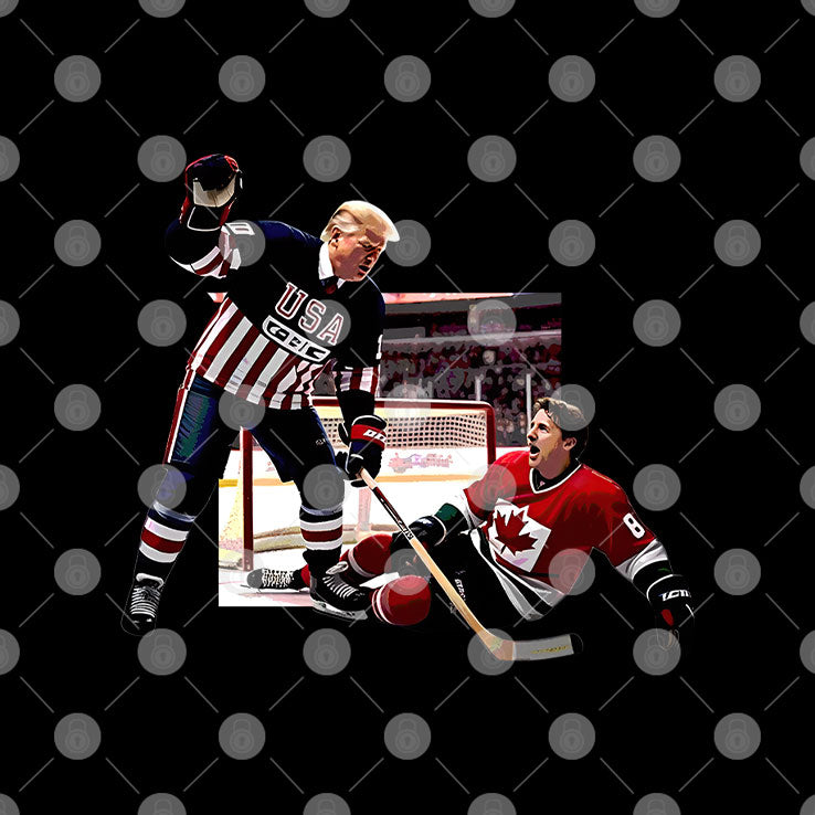 Trump Defeating Justin Trudeau Funny Hockey Shirt