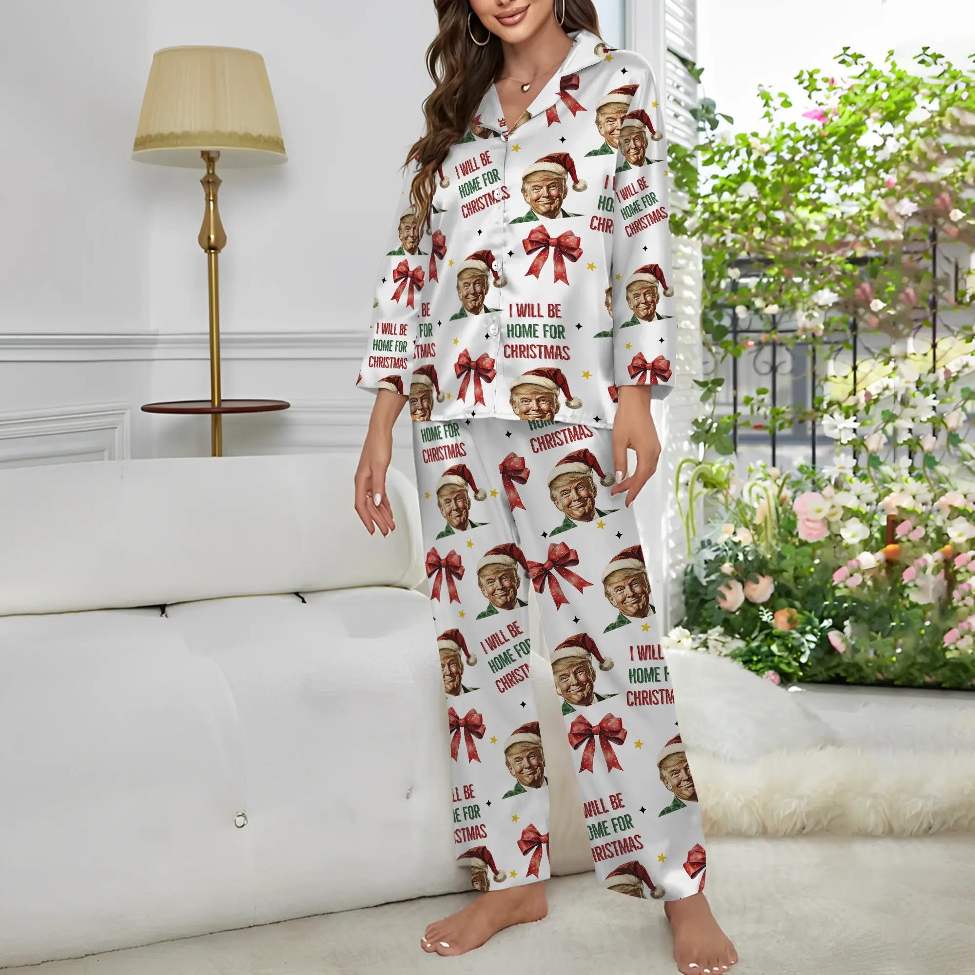 Trump I Will Be Home For Christmas Pajamas Set