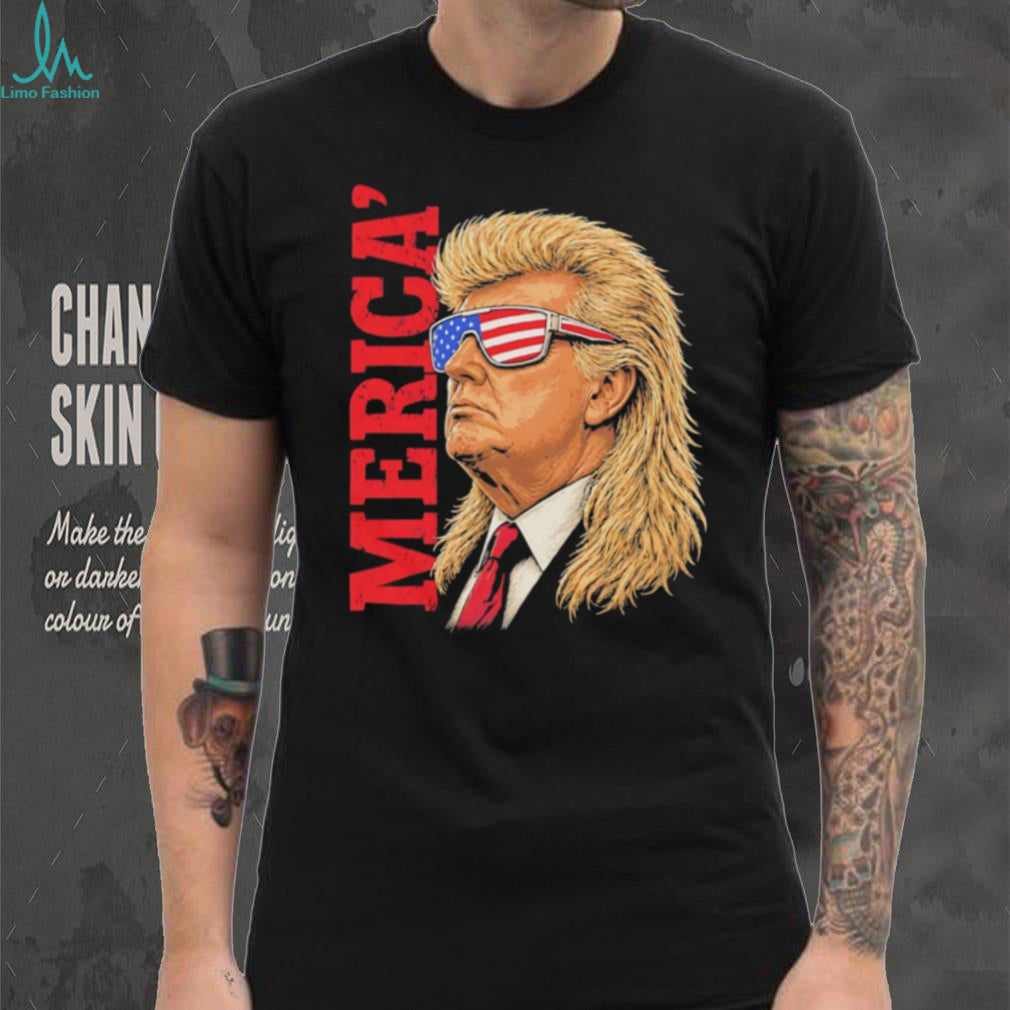 Trump Merica Mullet Sunglasses Patriotic Graphic T Shirt