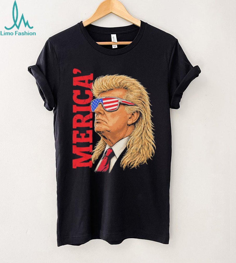Trump Merica Mullet Sunglasses Patriotic Graphic T Shirt