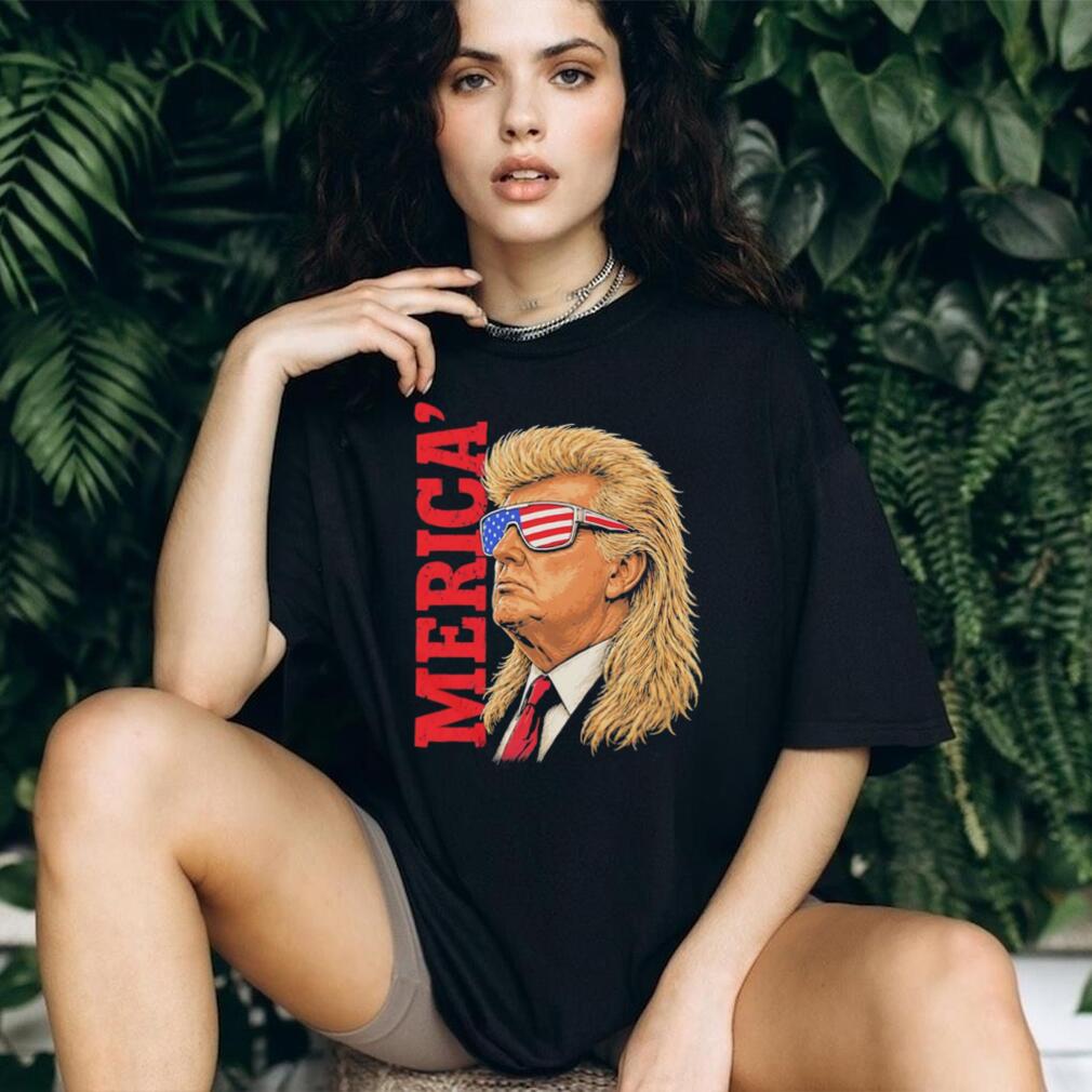 Trump Merica Mullet Sunglasses Patriotic Graphic T Shirt
